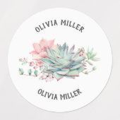 Rose à fleurs étanche succulent nom étiquette (Design 2)