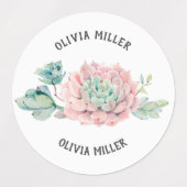 Rose à fleurs étanche succulent nom étiquette (Design 1)