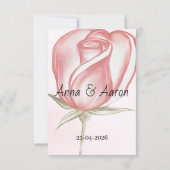 Rose à l'aquarelle rose romantique, carte de faire (Dos)