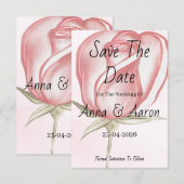 Rose à l'aquarelle rose romantique, carte de faire (Devant / Derrière)