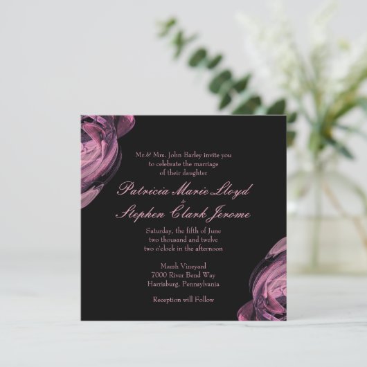 Rose Abstrait 2 invitations de mariage (Debout devant)