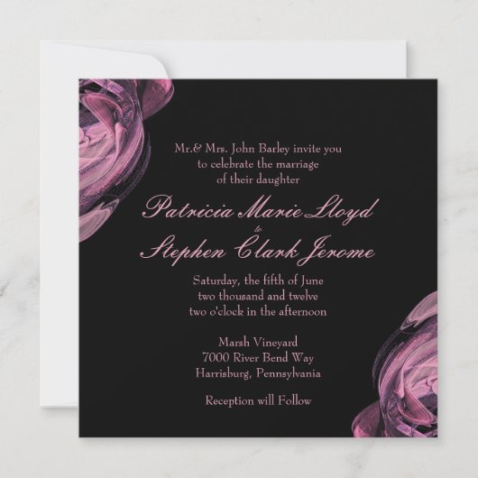 Rose Abstrait 2 invitations de mariage (Devant)