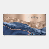 Rose Abstrait moderne Gold Indigo Blue Agate Marbr (Recto)