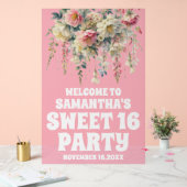 Rose acrylique Floral Sweet 16 Affiche de bienvenu (Mariage)