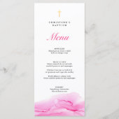 Rose Alcohol Ink Girl Baptism Christening Menu (Devant)