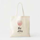 Rosé All Day Tall Wine Glass Tote Bag (Voorkant)