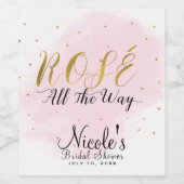 Rosé All the Way Verjaardagsfeestje Roze & Gouden  Wijn Etiket (Enkel label)