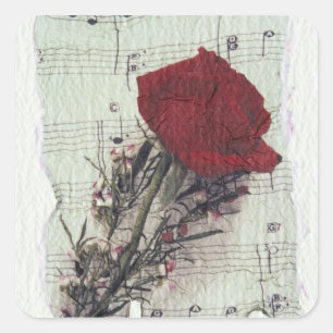 <Rose and Music>van Kim Koza 2 Vierkante Sticker