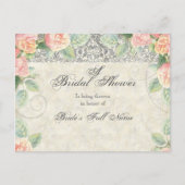 Rose anglais et Silver Bridal Shower Invitation (Devant)