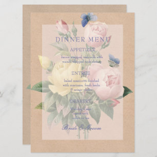 Rose anglais Garden Wedding Invitation Menu