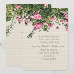 Rose anglais rose, faire-part de mariage floral