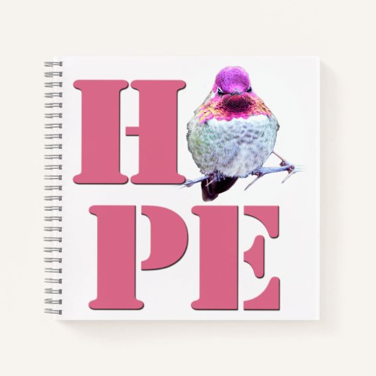 Rose Anna's Hummingbird Photo HOPE 8x8 Carnet (Devant)