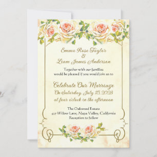Rose antique 5 x 7 Faire-part de mariage II