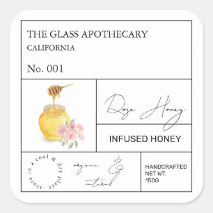 Rose apothecaire Étiquette de miel infusé