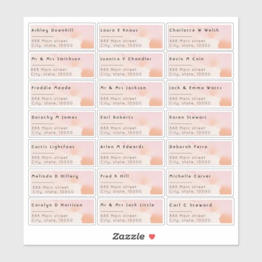 Rose Aquarelle 21 Nom individuel Étiquette de adre (Feuille)