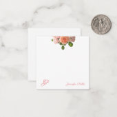 Rose Aquarelle Art Élégant Monogramme Modèle (Devant/Arrière en situation)