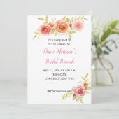 Rose Aquarelle Florale Douche nuptiale Invitation (Debout devant)