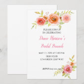 Rose Aquarelle Florale Douche nuptiale Invitation (Devant / Derrière)