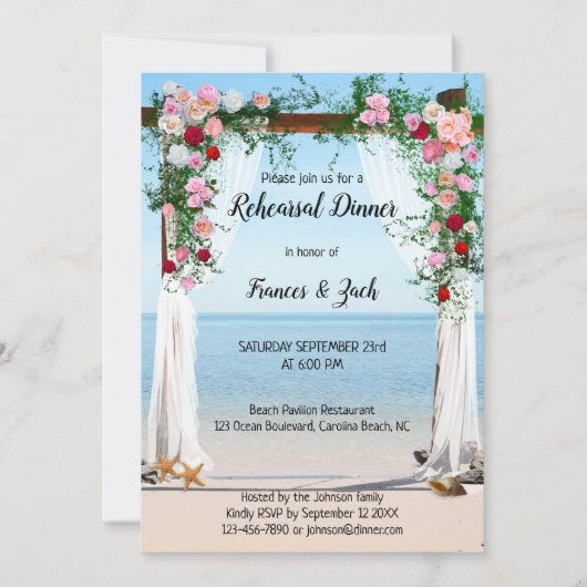 Rose Arbor Beach Rehearer Dîner Invitation (Devant)
