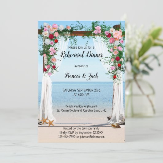 Rose Arbor Beach Rehearer Dîner Invitation (Debout devant)