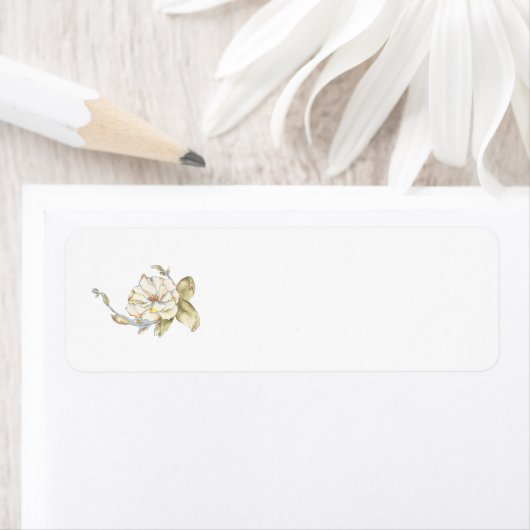 Rose arbuste (bleu) sur une étiquette d'adresse de (En situation)