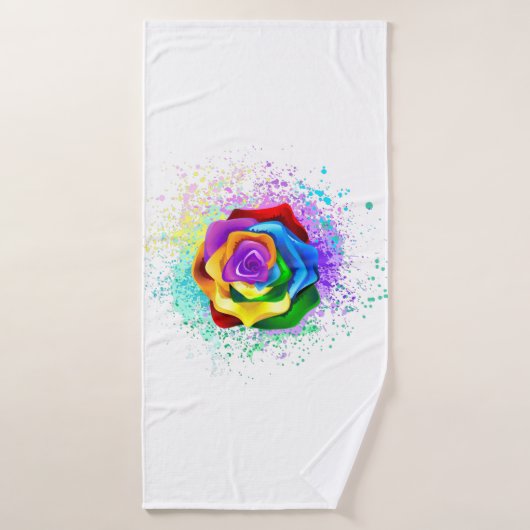 Rose arc-en-ciel coloré (Serviette de bain)