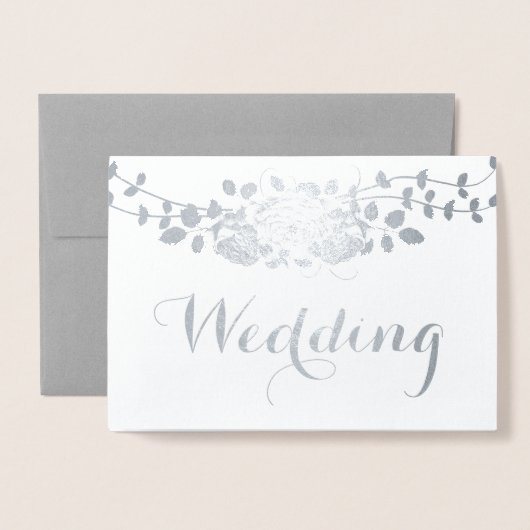 Rose Argent Typographie Mariage Invitations (Devant avec enveloppe)