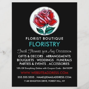 Rose Art, Bloemist, Bloemisterij Reclame Flyer