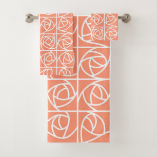 Rose Art Déco Carrés Stylisé Pêche Florale