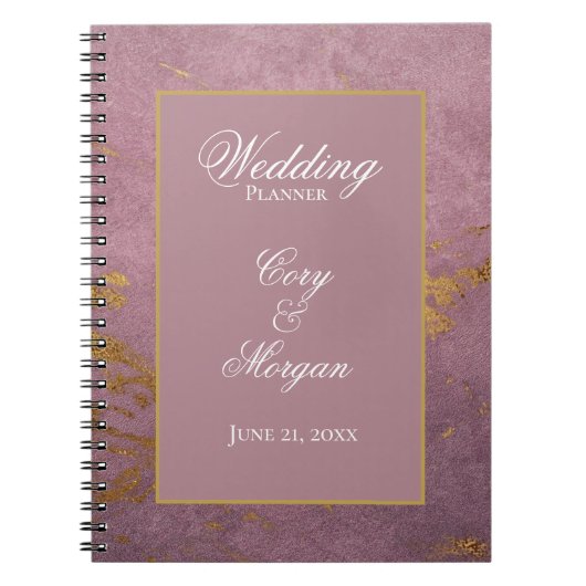 Rose avec Carnet Wedding planner Gold Marbling (Devant)