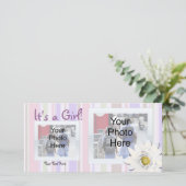 Rose avec Faire-part de naissance photo personnali (Debout devant)