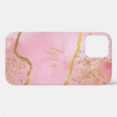 Rose avec Gold Parties scintillant iPhone / coque  (Verso (horizontal))