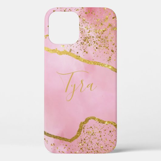 Rose avec Gold Parties scintillant iPhone / coque  (Verso)