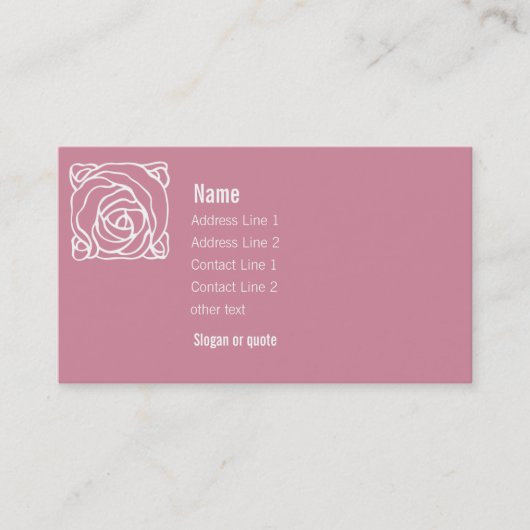 Rose avec le carte de visite rose de Nouveau d'art (Devant)