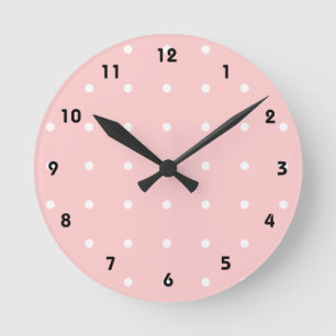 Rose Avec Mur Pois Blanc Horloge