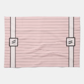 Rose avec Pinstripes Noir Serviette de cuisine (Horizontal)
