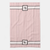 Rose avec Pinstripes Noir Serviette de cuisine (Vertical)