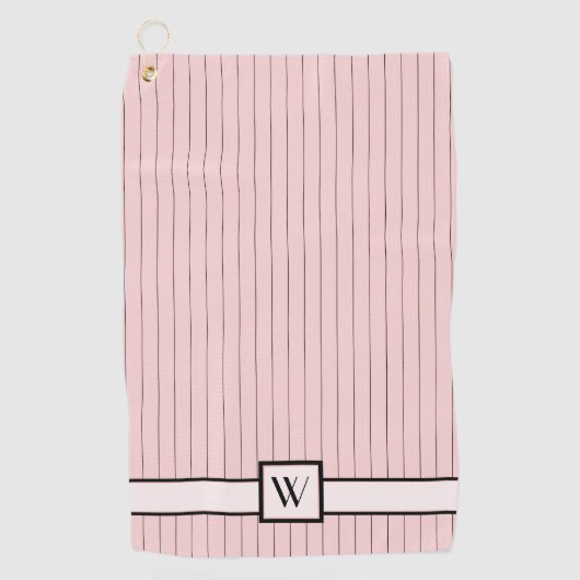Rose avec Pinstripes Noir serviette de golf (Devant)