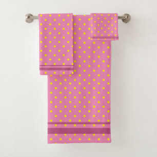 Rose avec points jaunes et rayures roses
