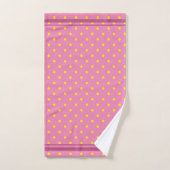Rose avec points jaunes et rayures roses (Serviette à main)