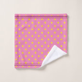 Rose avec points jaunes et rayures roses (Gant de toilette)