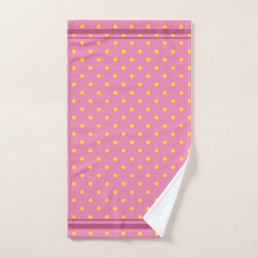 Rose Avec Pois Jaunes Et Grandes Pink (Serviette à main)