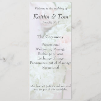 Rose avec programme de mariage à l'hydrangea décol