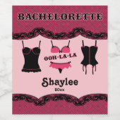 Rose, Bachelorette, Étiquette de vin de lingerie (Étiquettes simples)