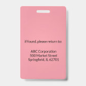 Rose | Badge de sécurité de l'entreprise pour phot (Arrière)