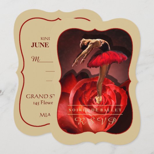 Rose Ballerina - Carte RSVP (Devant / Derrière)