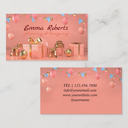 Rose Ballons Planification et conception Carte de (Devant / Derrière)