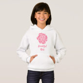 Rose Belle Sweat - shirt à capuche Rose (Enfant) (Devant entier)