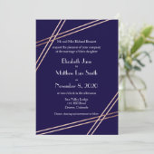 Rose bilingue Gold Stripes Mariage Invitation (Debout devant)