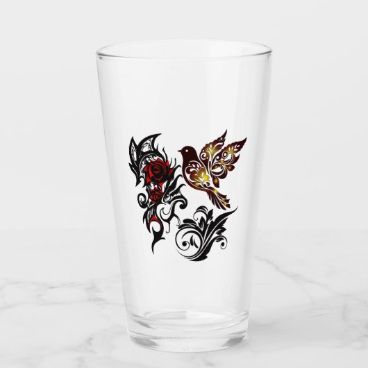 Rose & Bird Drinkservies Glas (Voorkant)